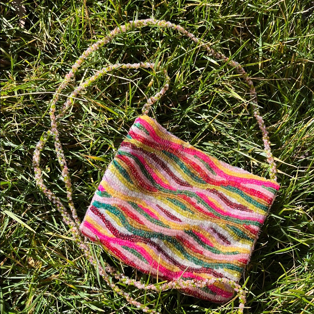 Vintage Pierre Urbach by Santi Sequin Crossbody Bag 100% silk interior.